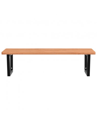 Ripiano a Parete per Lavabo in Acciaio e Massello di Faggio