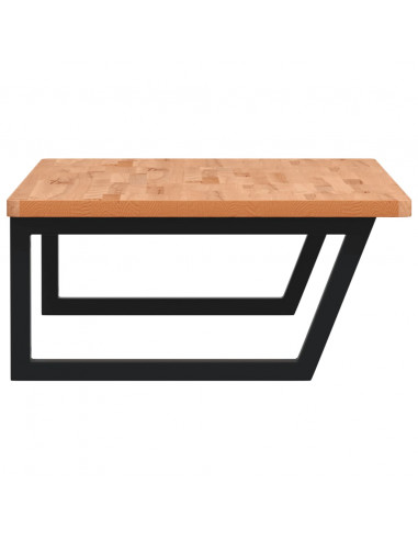 Ripiano a Parete per Lavabo in Acciaio e Massello di Faggio