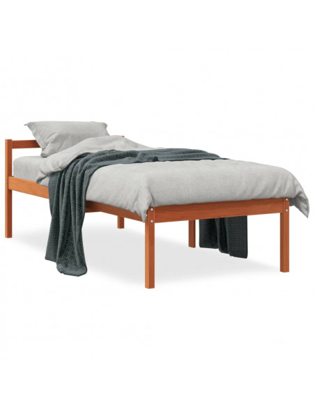 Letto per Anziani Marrone Cera 75x190 cm Legno Massello di Pino