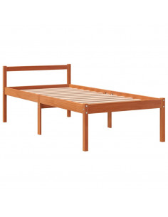 Letto per Anziani Marrone Cera 75x190 cm Legno Massello di Pino 2