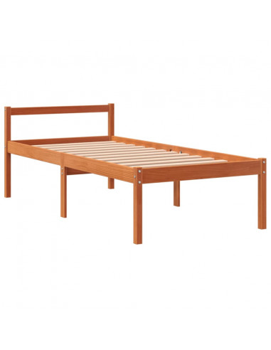 Letto per Anziani Marrone Cera 75x190 cm Legno Massello di Pino