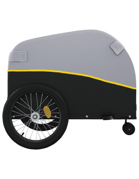 Rimorchio da Bici Nero e Giallo 45 kg in Ferro