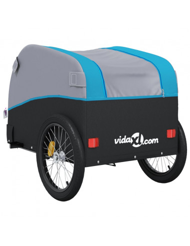 Rimorchio da Bici Nero e Blu 45 kg in Ferro