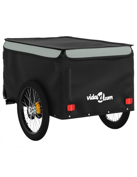 Rimorchio da Bici Nero e Grigio 45 kg in Ferro