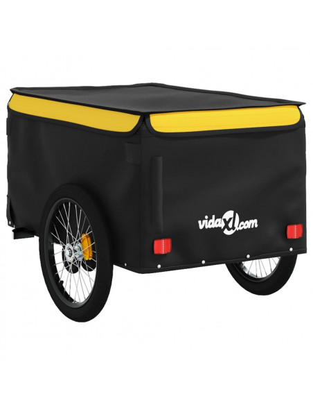 Rimorchio da Bici Nero e Giallo 45 kg in Ferro