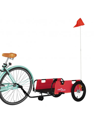 Rimorchio da Bici Rosso Oxford e Ferro