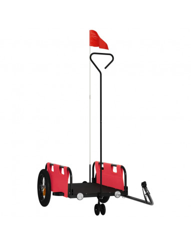 Rimorchio da Bici Rosso Oxford e Ferro