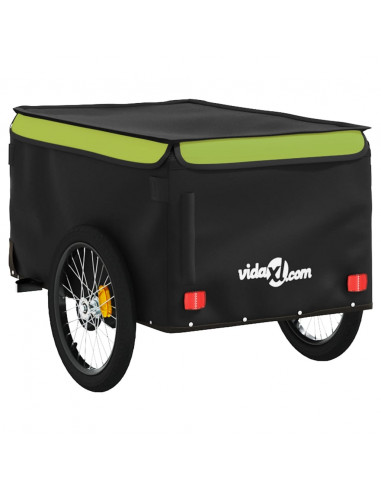 Rimorchio da Bici Nero e Verde 30 kg in Ferro
