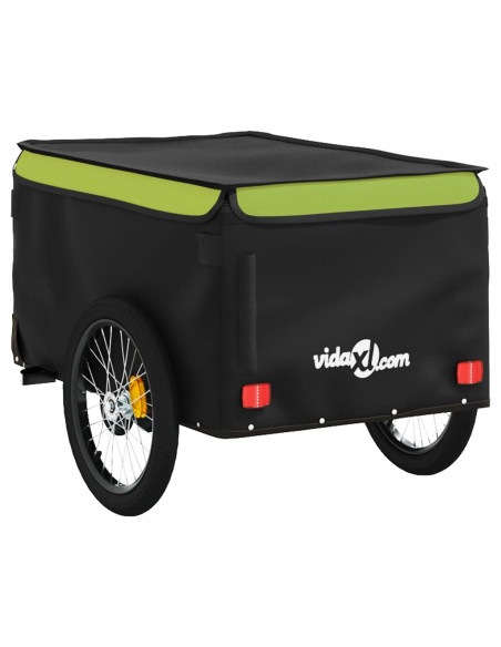 Rimorchio da Bici Nero e Verde 30 kg in Ferro