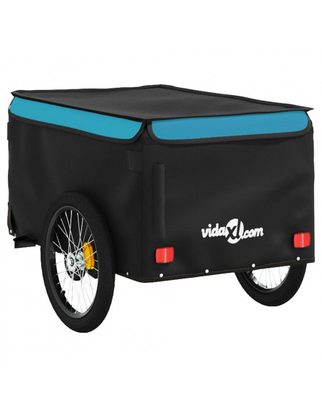 Rimorchio da Bici Nero e Blu 30 kg in Ferro