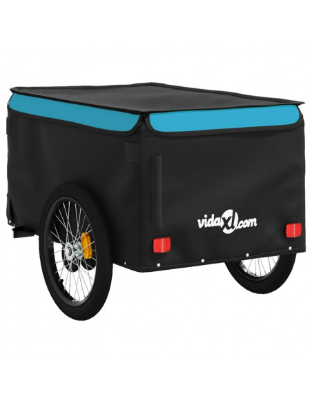 Rimorchio da Bici Nero e Blu 45 kg in Ferro