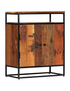 Credenza 60x35x76 cm in Legno Massello di Recupero e Acciaio 2