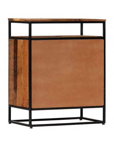 Credenza 60x35x76 cm in Legno Massello di Recupero e Acciaio