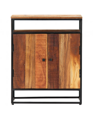 Credenza 60x35x76 cm in Legno Massello di Recupero e Acciaio