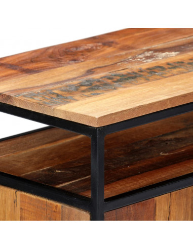 Credenza 60x35x76 cm in Legno Massello di Recupero e Acciaio