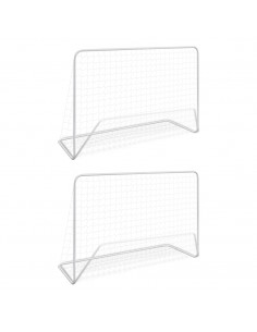 Porte da Calcio 2 pz con Reti 182x61x122 cm in Acciaio Bianche 2