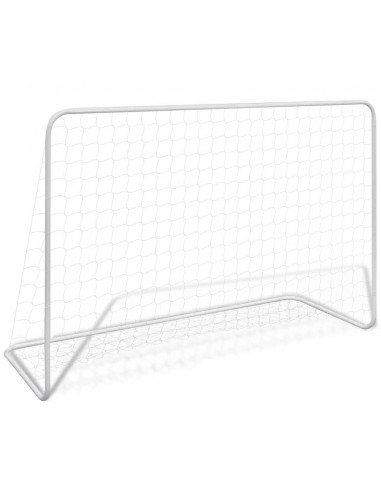 Porta da Calcio con Rete 182x61x122 cm in Acciaio Bianca