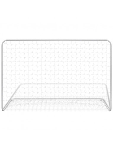 Porta da Calcio con Rete 182x61x122 cm in Acciaio Bianca
