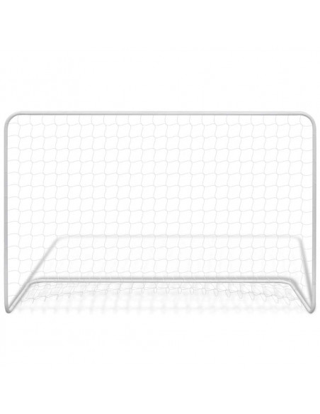 Porta da Calcio con Rete 182x61x122 cm in Acciaio Bianca