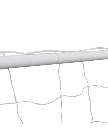 Porta da Calcio con Rete 182x61x122 cm in Acciaio Bianca