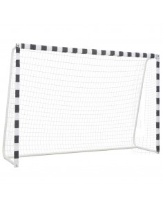 Porta da Calcio 300x200x90 cm in Metallo Bianco e Nero 2