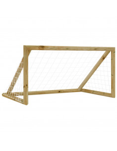 Porta da Calcio con Rete 160x80x100 cm Legno di Pino Impregnato 2