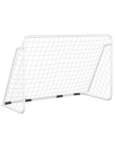 Porta da Calcio con Rete Bianca 180x90x120 cm in Acciaio