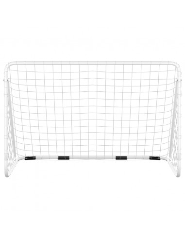 Porta da Calcio con Rete Bianca 180x90x120 cm in Acciaio