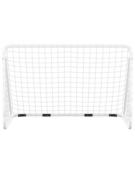 Porta da Calcio con Rete Bianca 180x90x120 cm in Acciaio