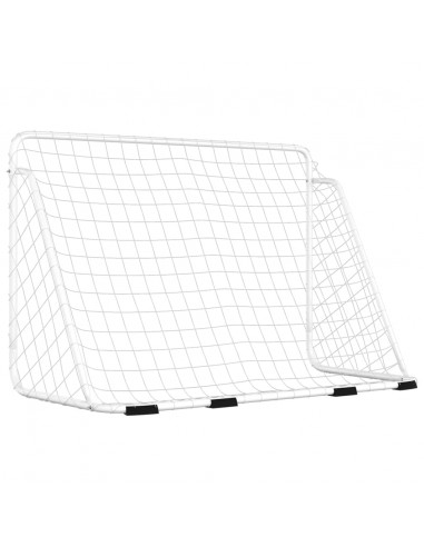 Porta da Calcio con Rete Bianca 180x90x120 cm in Acciaio