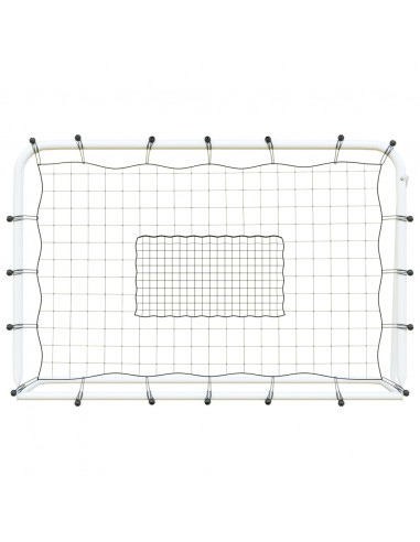 Rete Rimbalzante Calcio Bianca e Nera 184x61x123cm Acciaio e PE