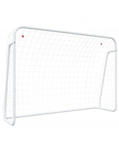 Porta da Calcio con Rete Bianca 214x75x152cm Acciaio Poliestere 2