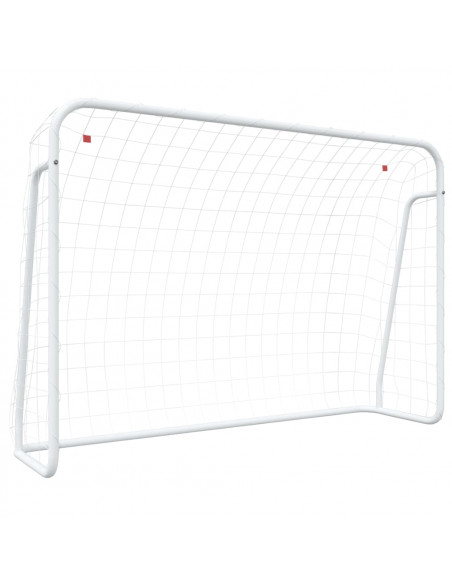Porta da Calcio con Rete Bianca 214x75x152cm Acciaio Poliestere