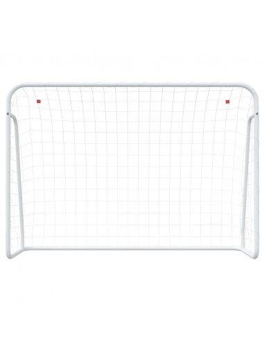 Porta da Calcio con Rete Bianca 214x75x152cm Acciaio Poliestere