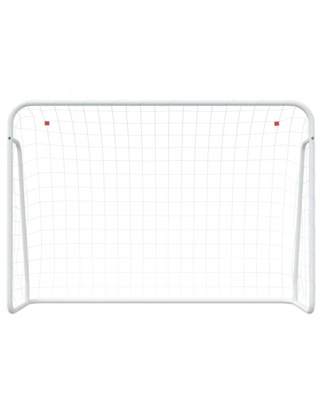 Porta da Calcio con Rete Bianca 214x75x152cm Acciaio Poliestere