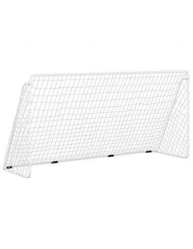 Porta da Calcio con Rete Bianca 366x122x182 cm in Acciaio