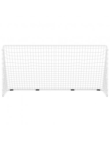 Porta da Calcio con Rete Bianca 366x122x182 cm in Acciaio
