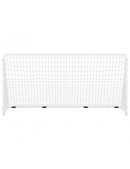 Porta da Calcio con Rete Bianca 366x122x182 cm in Acciaio