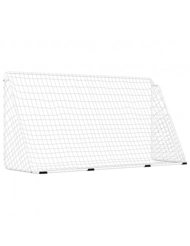 Porta da Calcio con Rete Bianca 366x122x182 cm in Acciaio