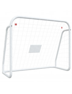 Porta da Calcio con Rete Bianca 125x96x60 cm Acciaio Poliestere 2