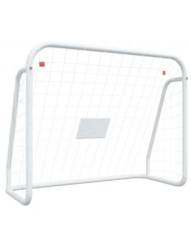Porta da Calcio con Rete Bianca 125x96x60 cm Acciaio Poliestere