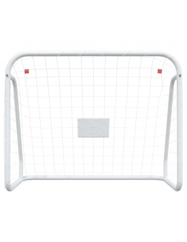 Porta da Calcio con Rete Bianca 125x96x60 cm Acciaio Poliestere