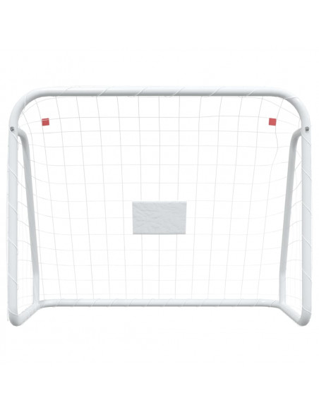 Porta da Calcio con Rete Bianca 125x96x60 cm Acciaio Poliestere