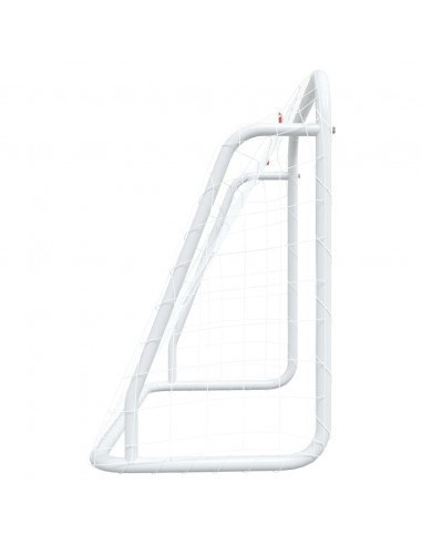 Porta da Calcio con Rete Bianca 125x96x60 cm Acciaio Poliestere
