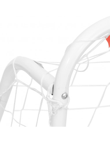 Porta da Calcio con Rete Bianca 125x96x60 cm Acciaio Poliestere