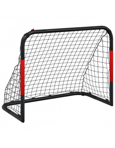 Porta da Calcio con Rete Rossa e Nera 90x48x71 cm in Acciaio