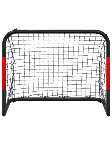 Porta da Calcio con Rete Rossa e Nera 90x48x71 cm in Acciaio