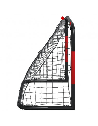 Porta da Calcio con Rete Rossa e Nera 90x48x71 cm in Acciaio