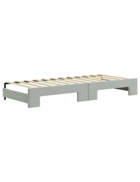 Divano Letto Estraibile Cassetti Grigio Chiaro 80x200cm Velluto