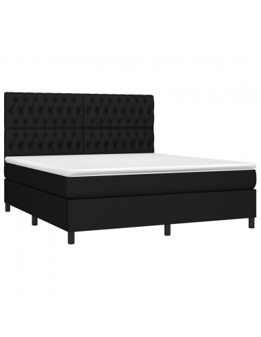 Letto a Molle con Materasso e LED Nero 180x200cm in Tessuto